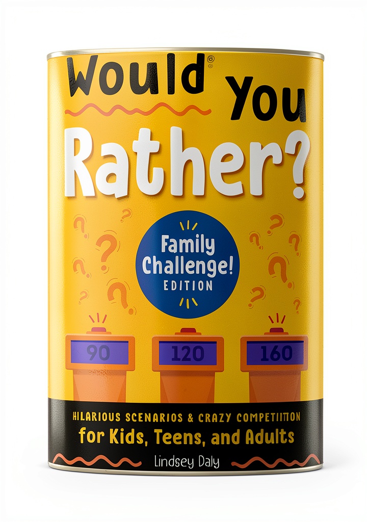 Installing Z Kids Would You Rather? Question Game Book – 125 Pages for Ages 7‑12 on a wooden desk